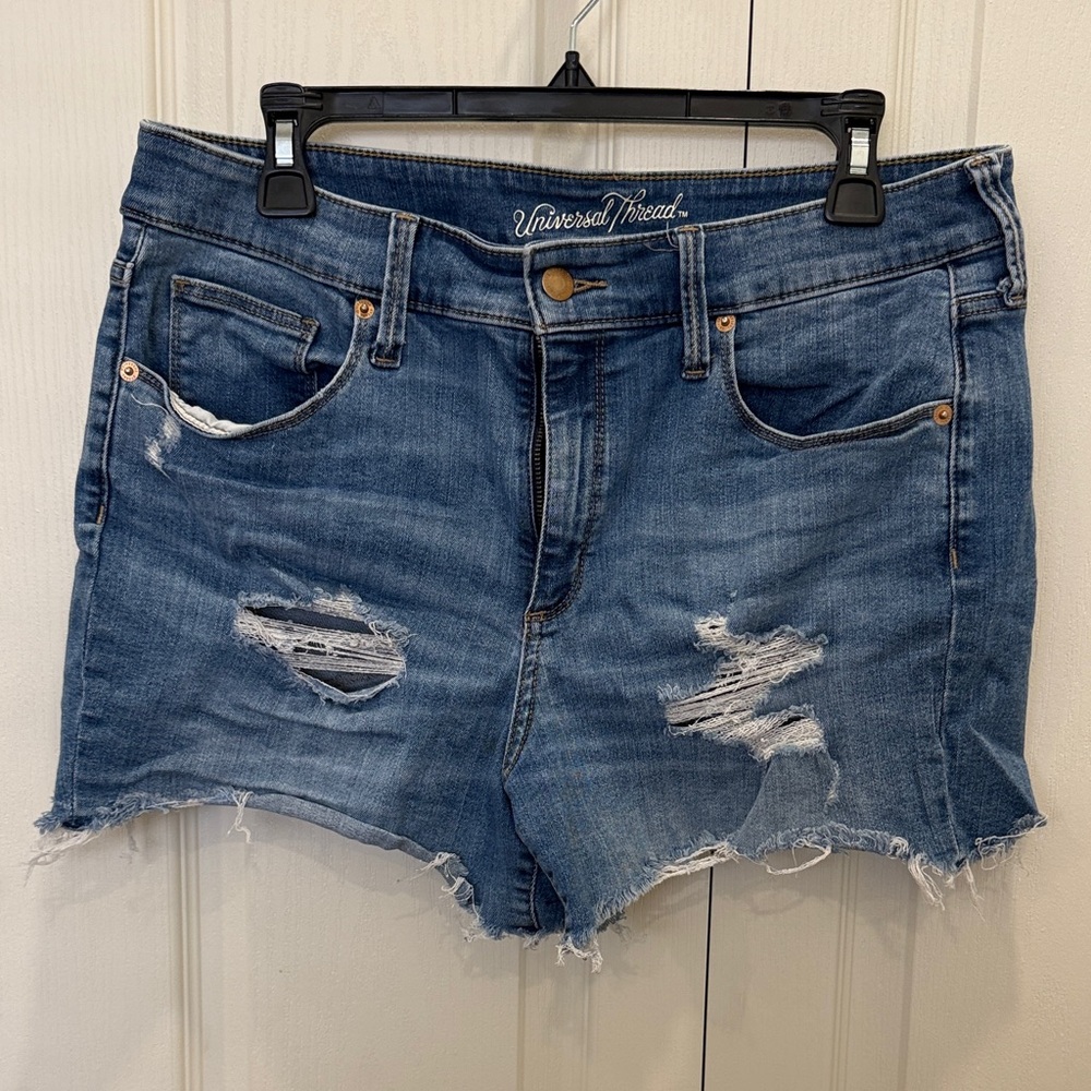 Universal Thread Blue Distressed High-Rise Jean Shorts